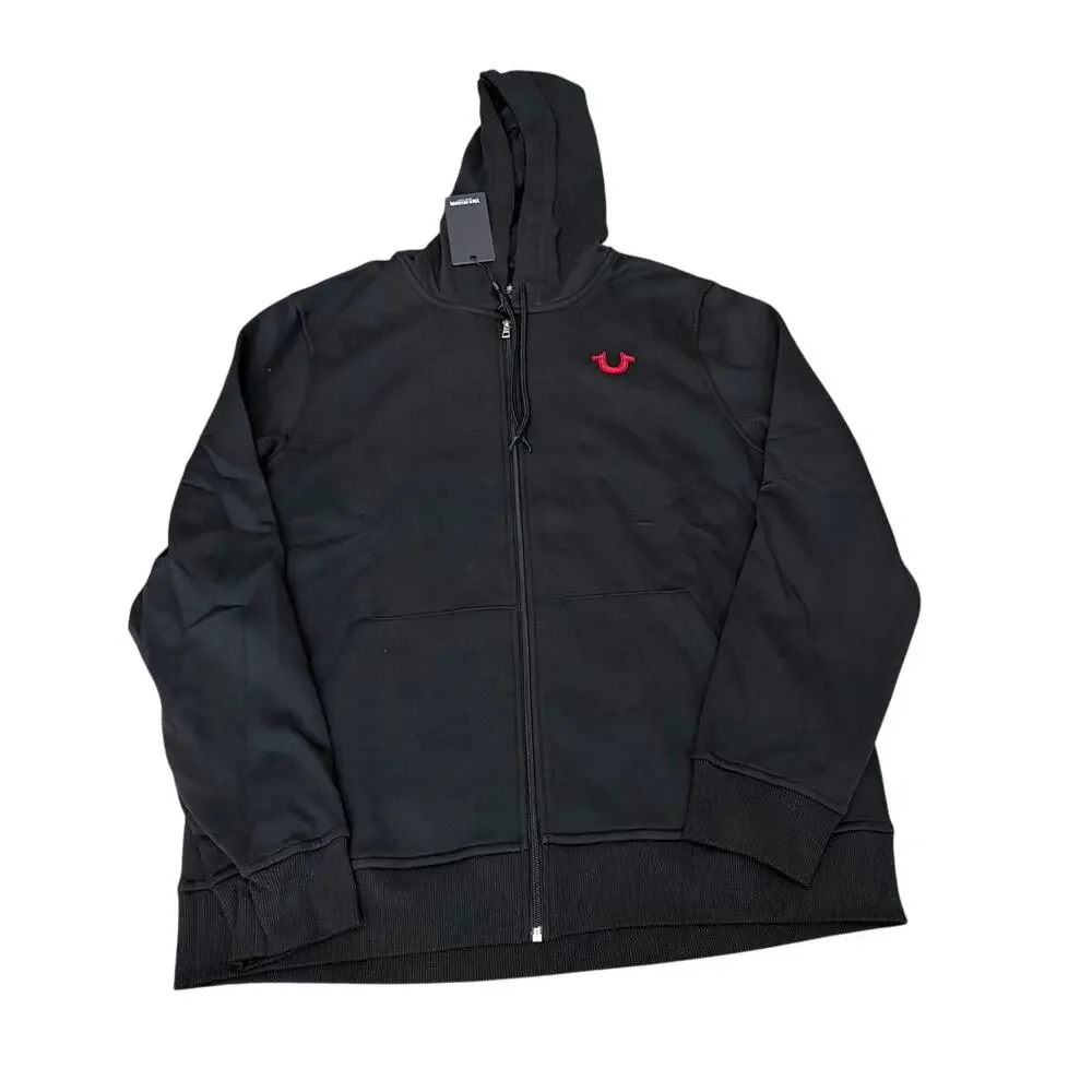 True religion 700892 embroidered zip hoodie Jet Black Size XL New